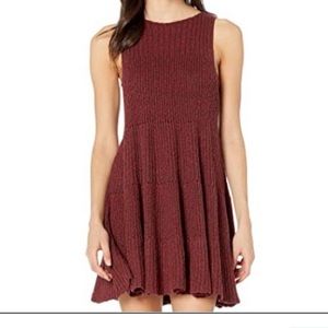 FREE PEOPLE Waterfall Babydoll Sweater Dress, Ruffle RED SWEATER MINI DRESS NWT